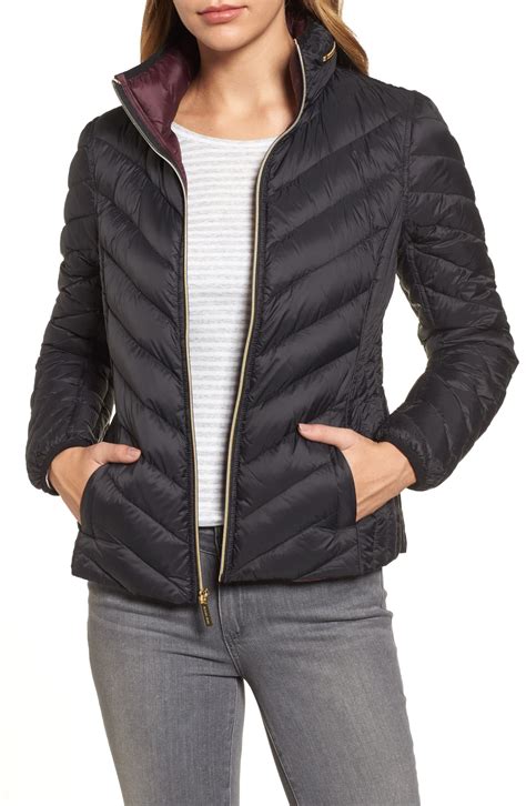 michael kors chevron quilted packable puffer coat|Michael Kors packable down coat.